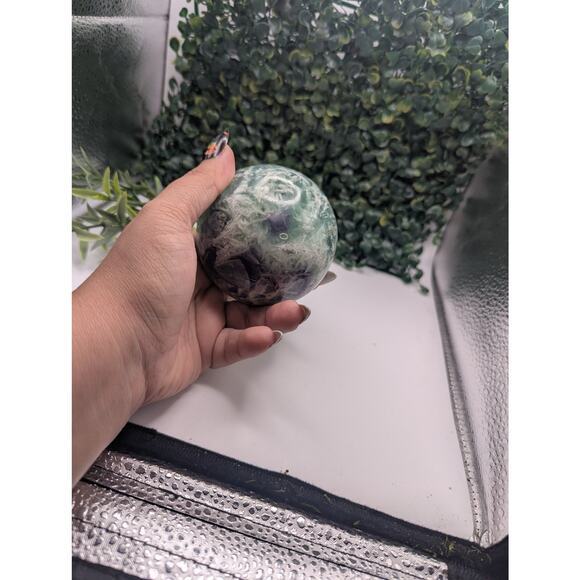 Rainbow Fluorite Sphere Heavy crystal display piece witch natural snowflake - Picture 5 of 5